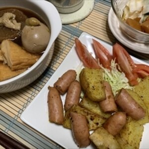 じゃがいもとウインナーのカレー炒め